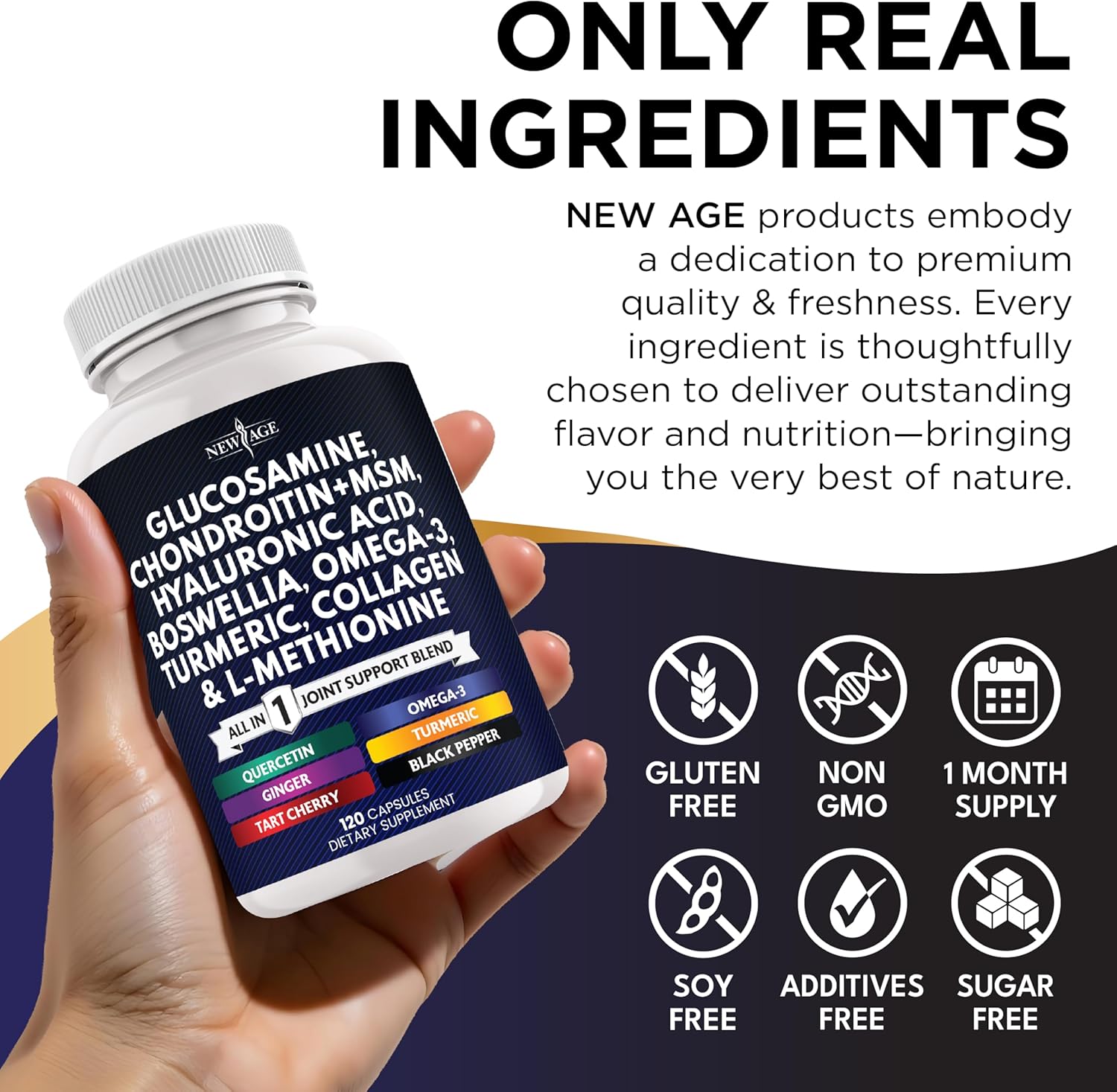 Glucosamine Chondroitin, MSM, Turmeric Curcumin, Collagen, Hyaluronic Acid, Omega 3 – Health Supplement for Men & Women – 240 Count - Image 5