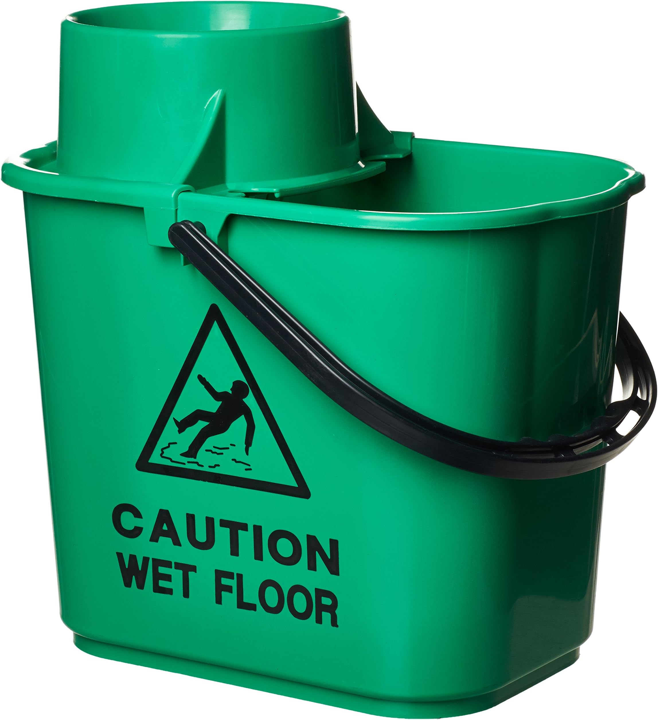 2Work Plastic Mop Bucket with Wringer 15 Litre Green 102946GN