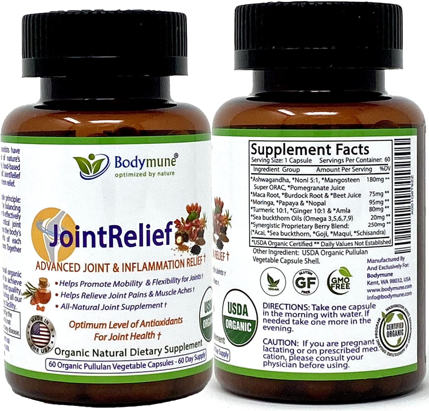 JointRelief All-Natural USDA Organic Joint Relief Supplement | 60 Days Supply | Anti Inflammatory Supplement for Joint Health and Joint Support for All Adults Men & Women : Health & Household