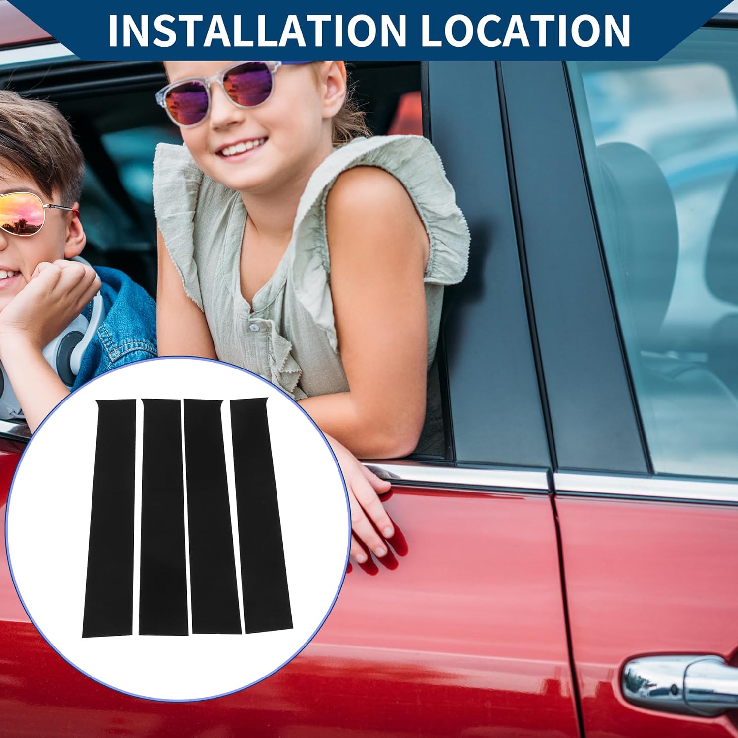 Door Pillar Window Trim for Chevrolet Silverado 1500 2500 3500 2500 HD 3500 HD 14-18 / Car Front Left Right Side Outer Post Pillar Trim Cover/Anti Scratch Stickers / 4 Pcs Black