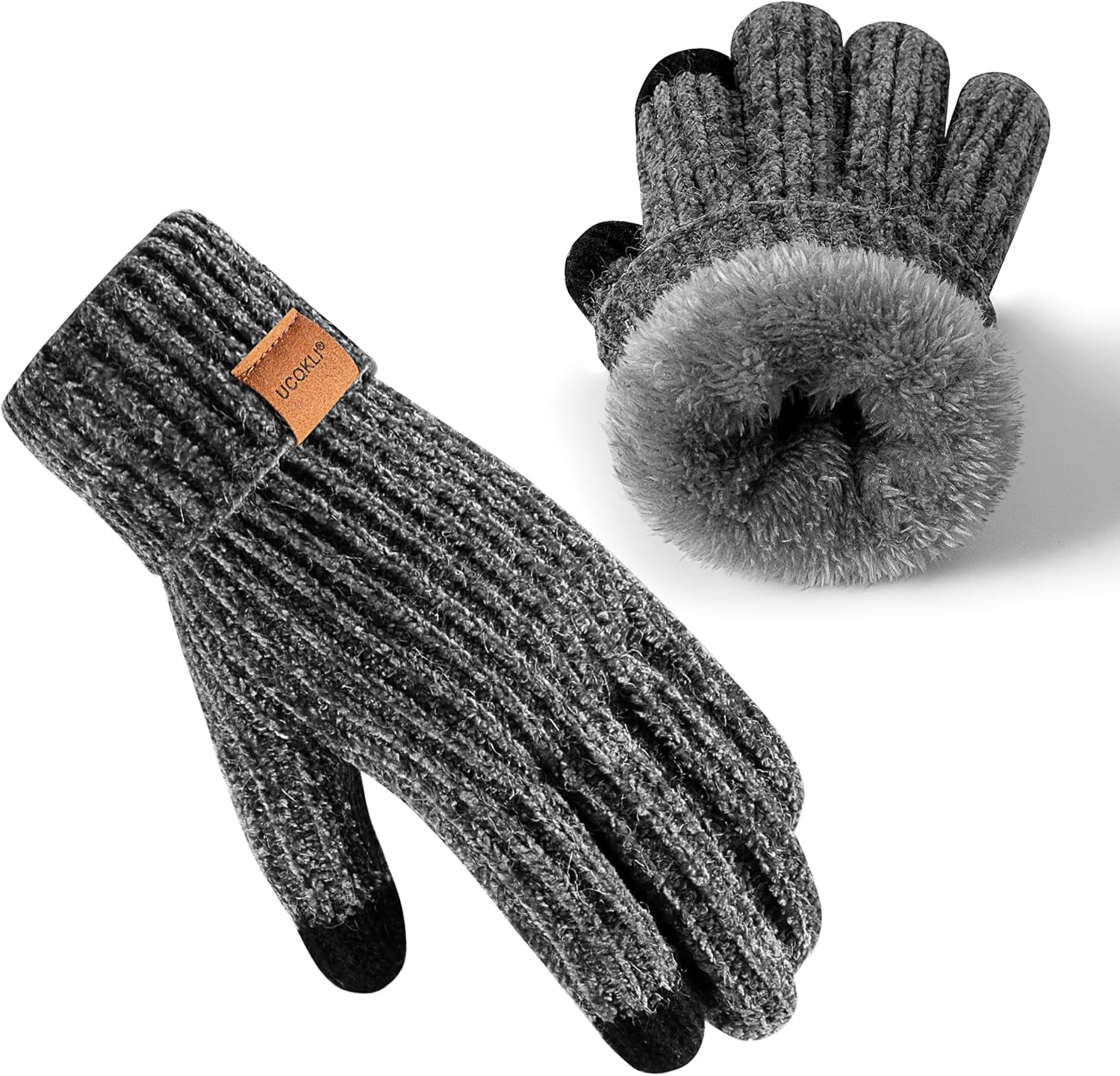 UCQKLI Winter Gloves for Women Chenille, Womens Gloves Cold Weather Warm Fleece Lined, Gloves for Women Touchscreen Fingers