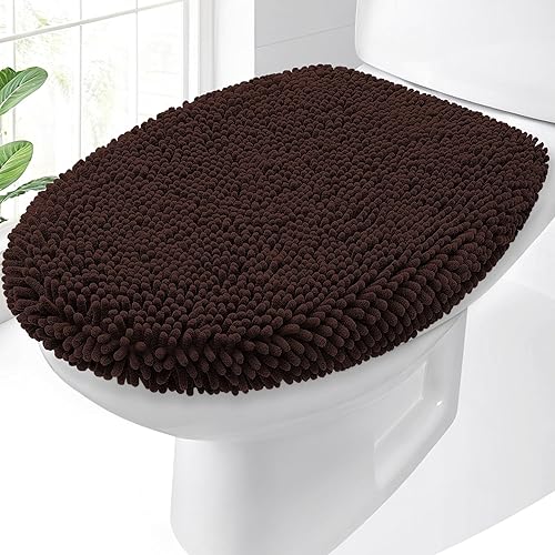 Vista 21 de OLANLY Funda de chenilla suave para tapa de inodoro de baño, lavable a máquina, 17.5 x 15 pulgadas, respaldo de goma que se mantiene en su lugar, se
