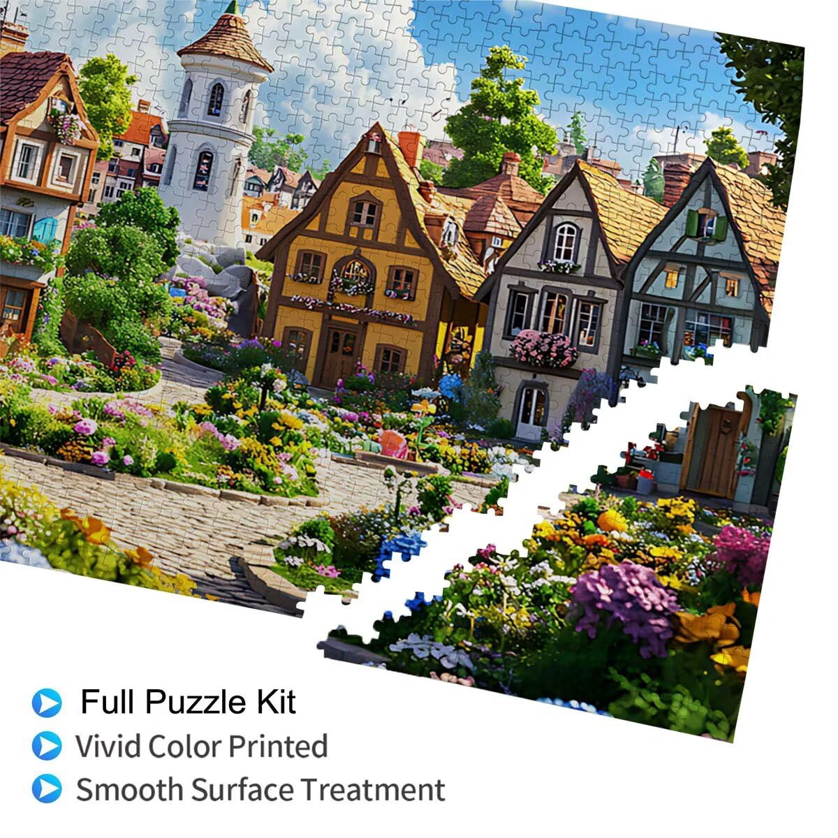 Puzzle da 1000P Pezzi, 29.5 x 19.7 in Cartone animato piccola città l0-324