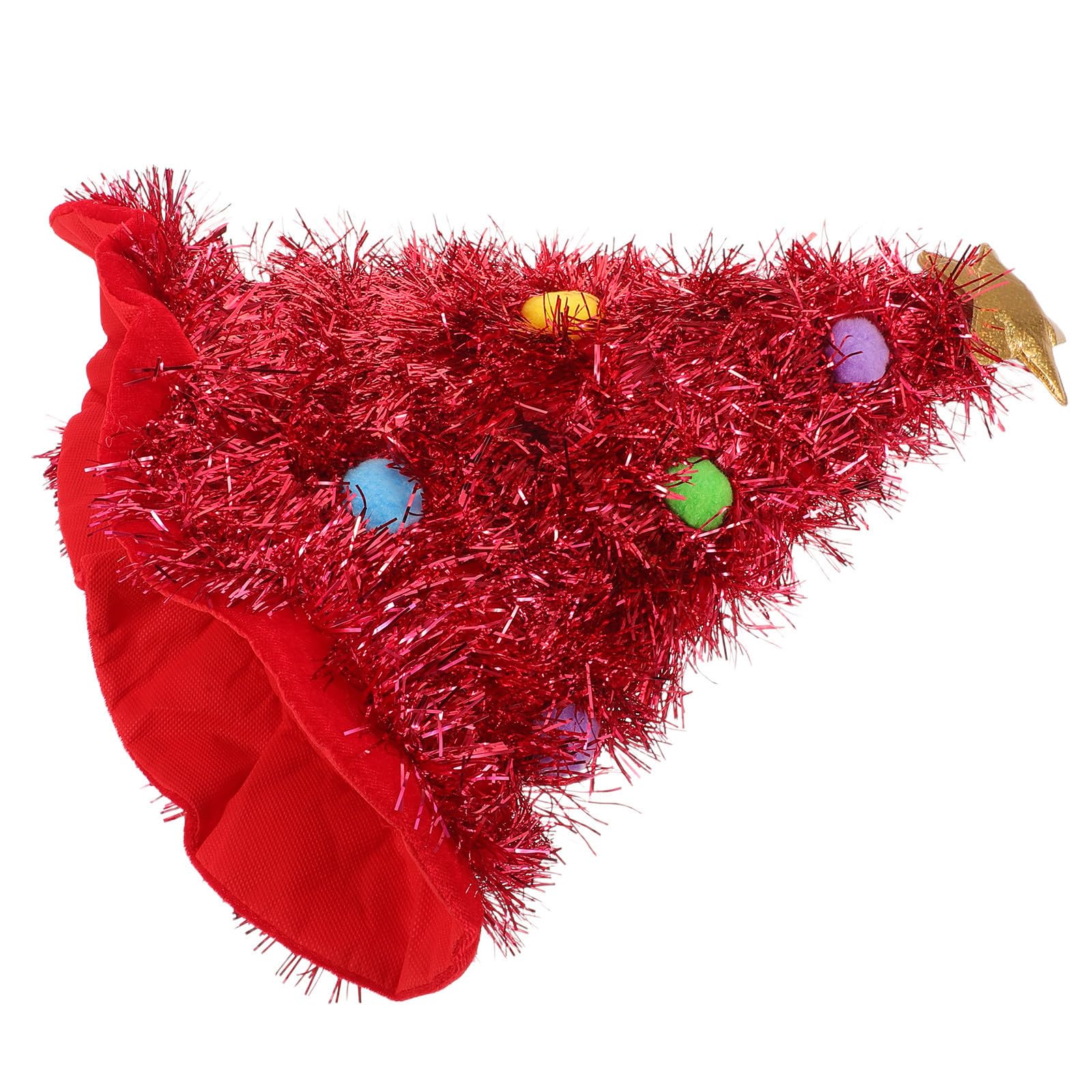 NUOBESTY 5 Pezzi Cappello di Natale Albero Rosso in Feltro con Grande Tesa