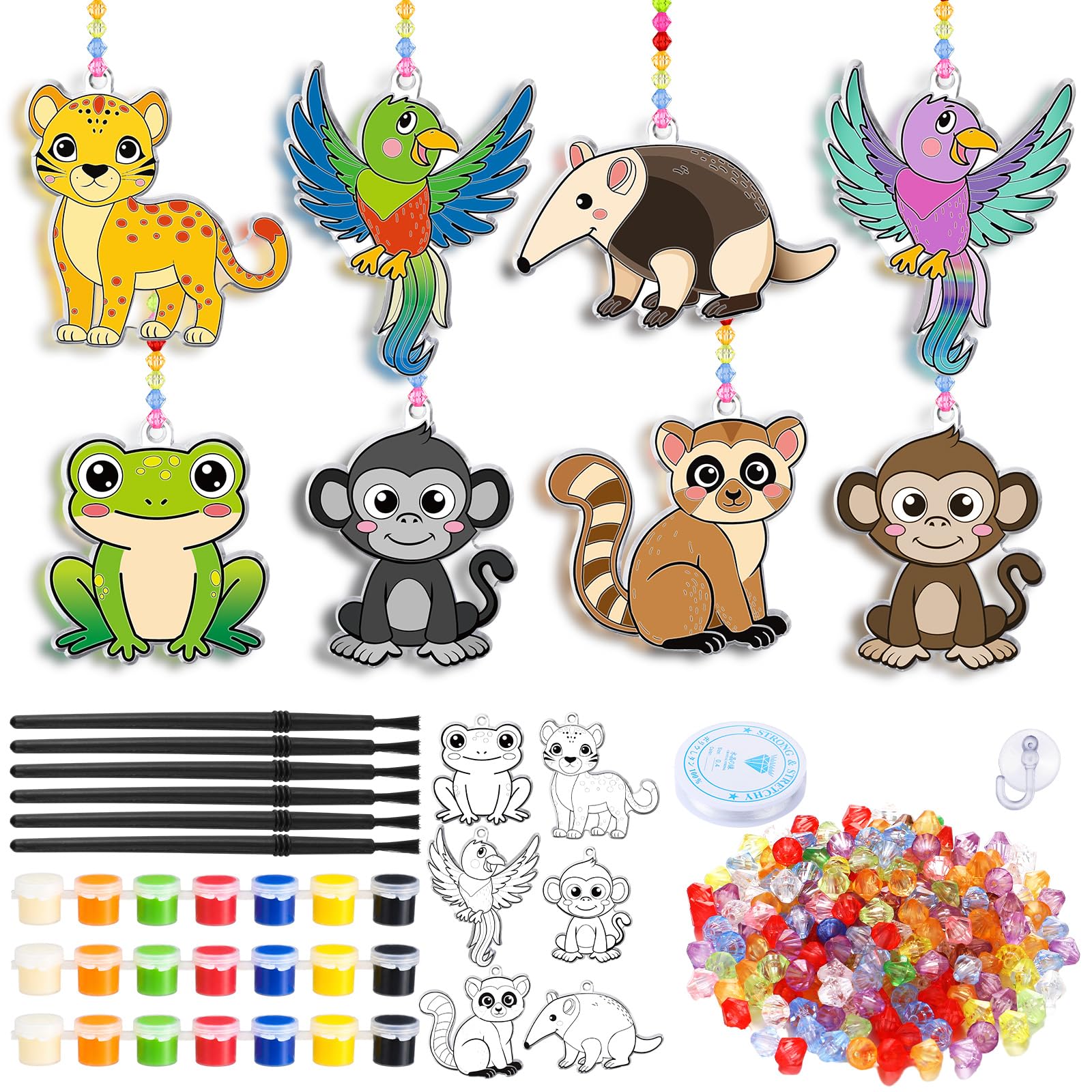 WinnerWhy 30 Sets Rainforest Suncatcher Kit, DIY Animal Sun Catchers