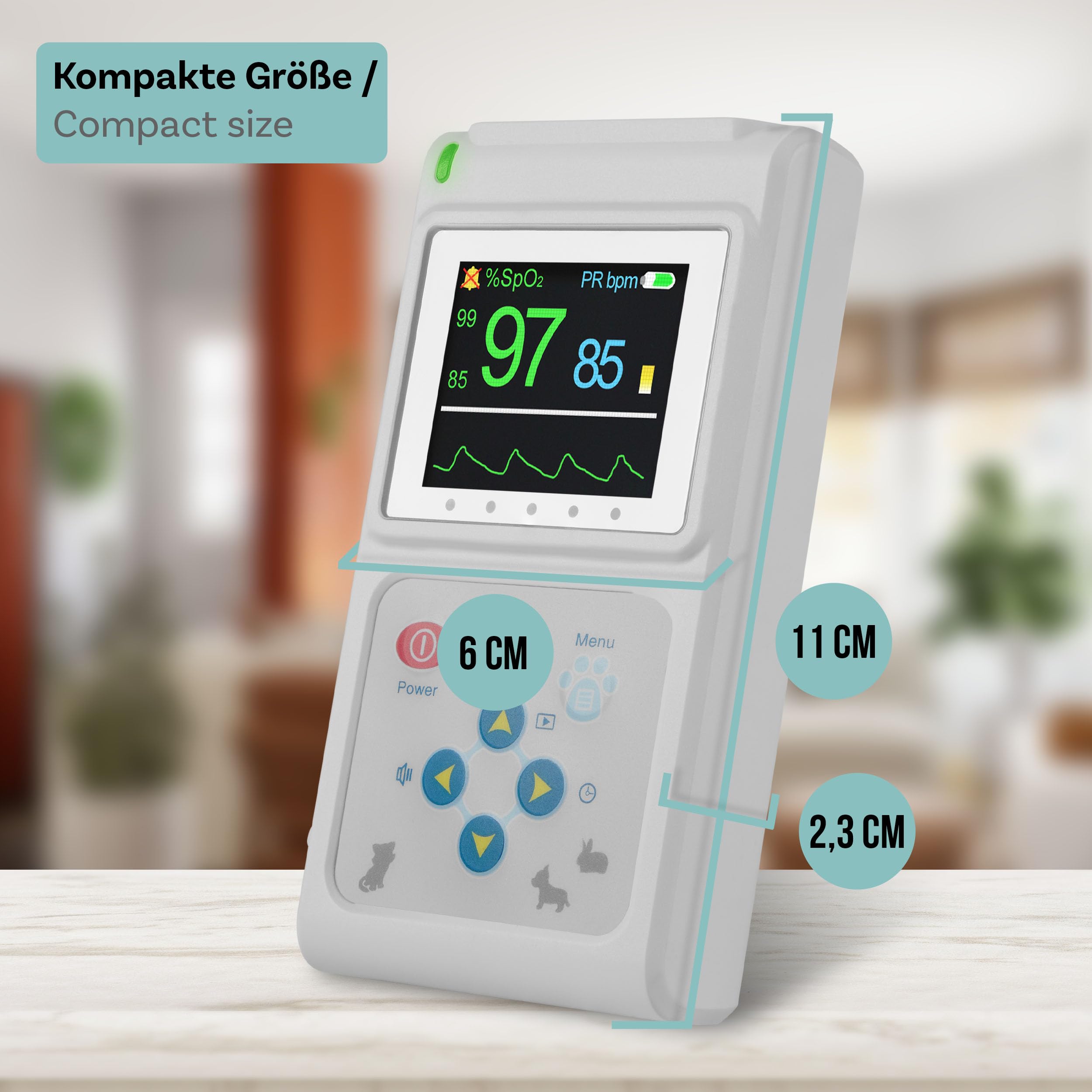 Pulox PO-600VET Veterinär Pulsoximeter für SpO2 & Puls bei Tieren | Oximeter für Tierarzt, Tierklinik und Heimanwendung, geeignet zur Kontrolle wichtiger Vitalparameter