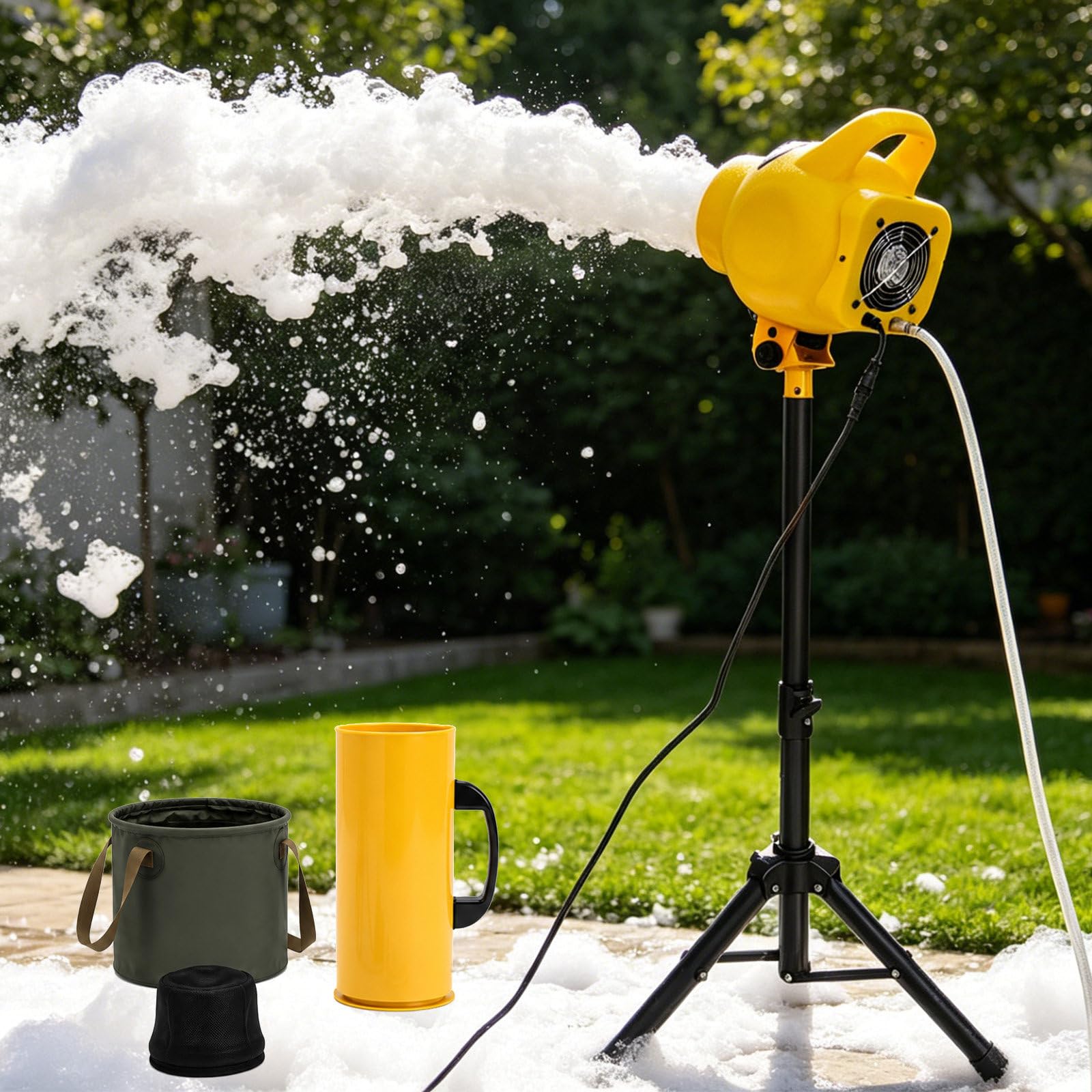 Foam Machine, Handheld Spray Foam Cannon Party Machine, Bubble Cannon With Fan, Dense Foams Maker For Gatherings, Backyard, Celebrations & Party, Continuous Foams Output-5-7m Wide Coverage