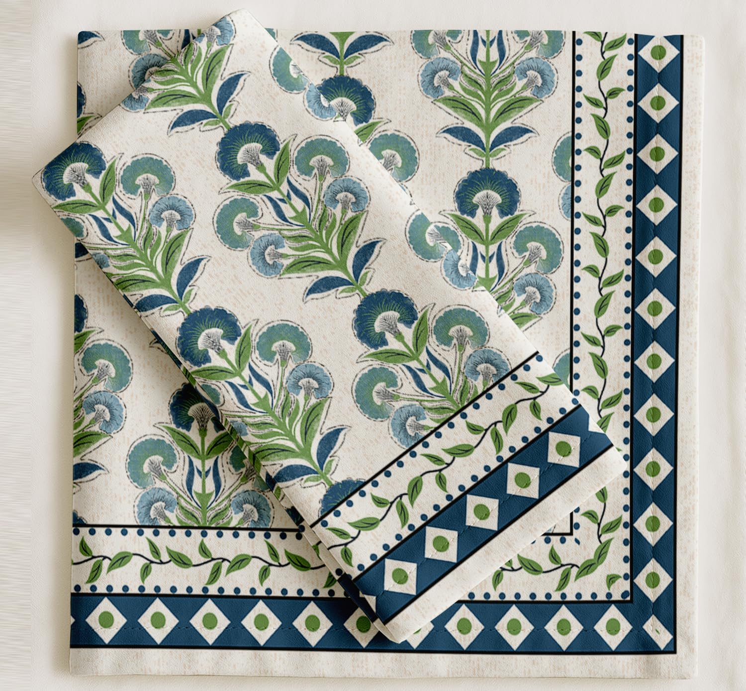 Designer Cotton Twill Napkins - Set of 12, 20-Inch, Block Pattern, Durable & Absorbent Cloth Napkins for Dining, Parties, and Home Decor - Machine Washable