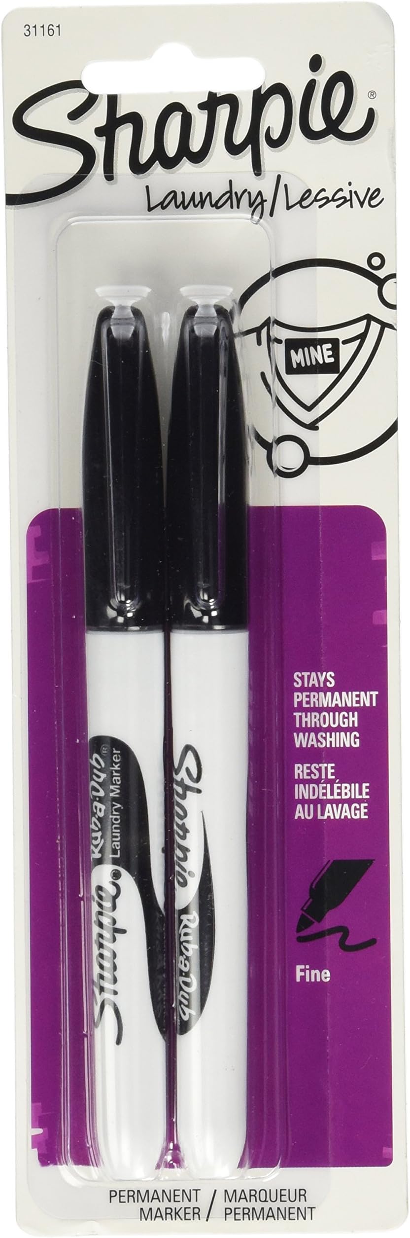 Rub-a Dub Laundry Markers Black, 2pk