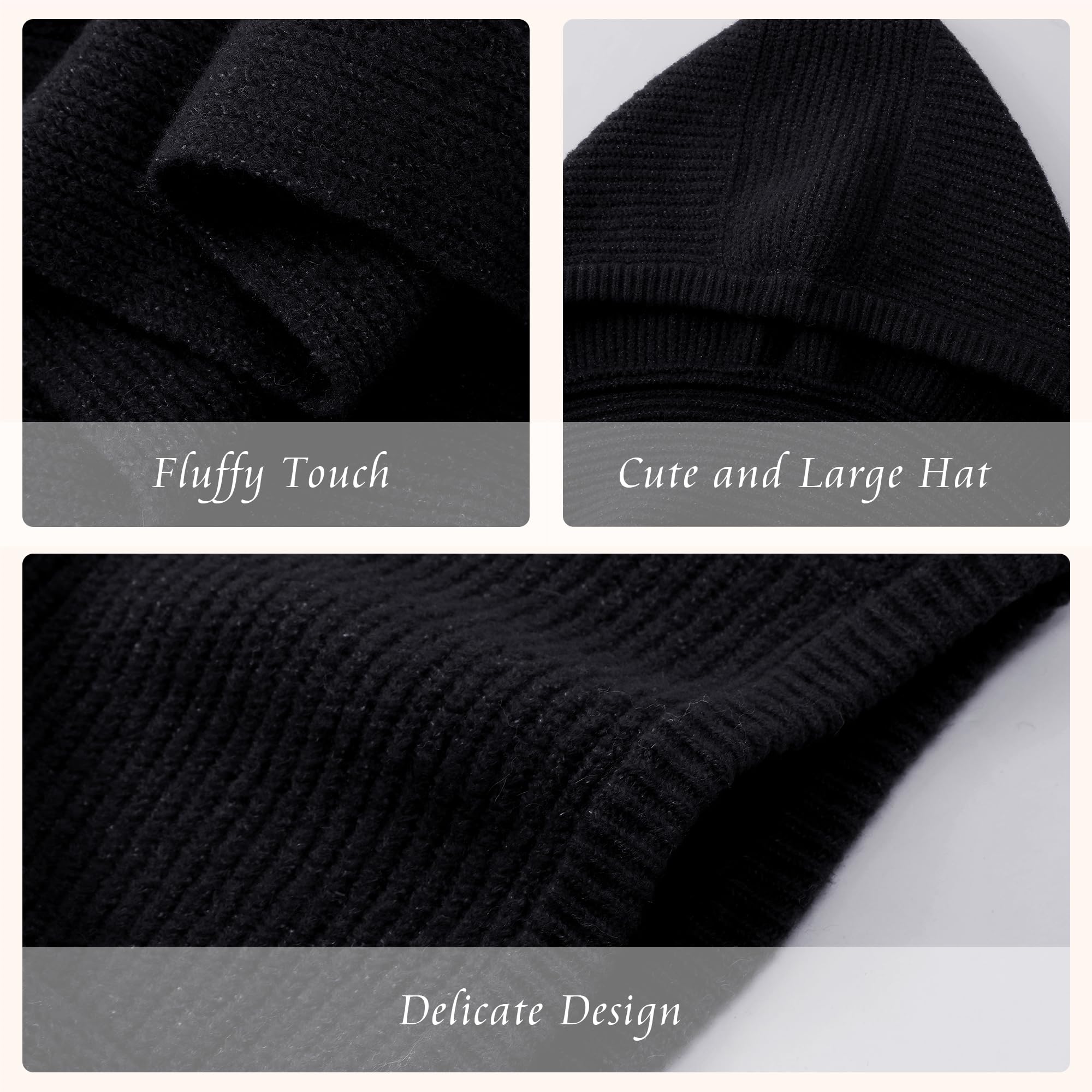 ACUSHLA Écharpe à capuche pour femme - Ensemble bonnet et écharpe 2 en 1 - Foulard en tricot doux et chaud pour les froides journées d'hiver