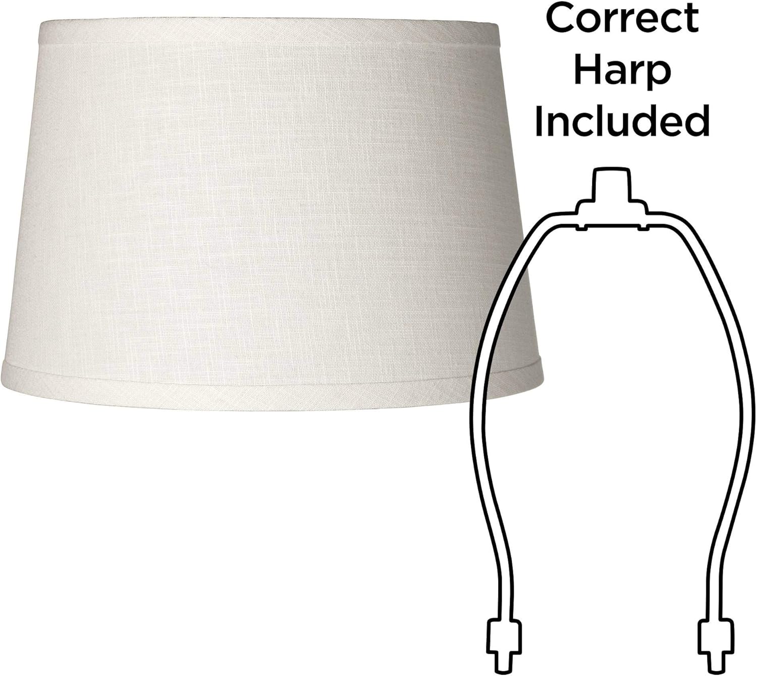 Set of 2 White Linen Drum Lamp Shades with Chrome Finish