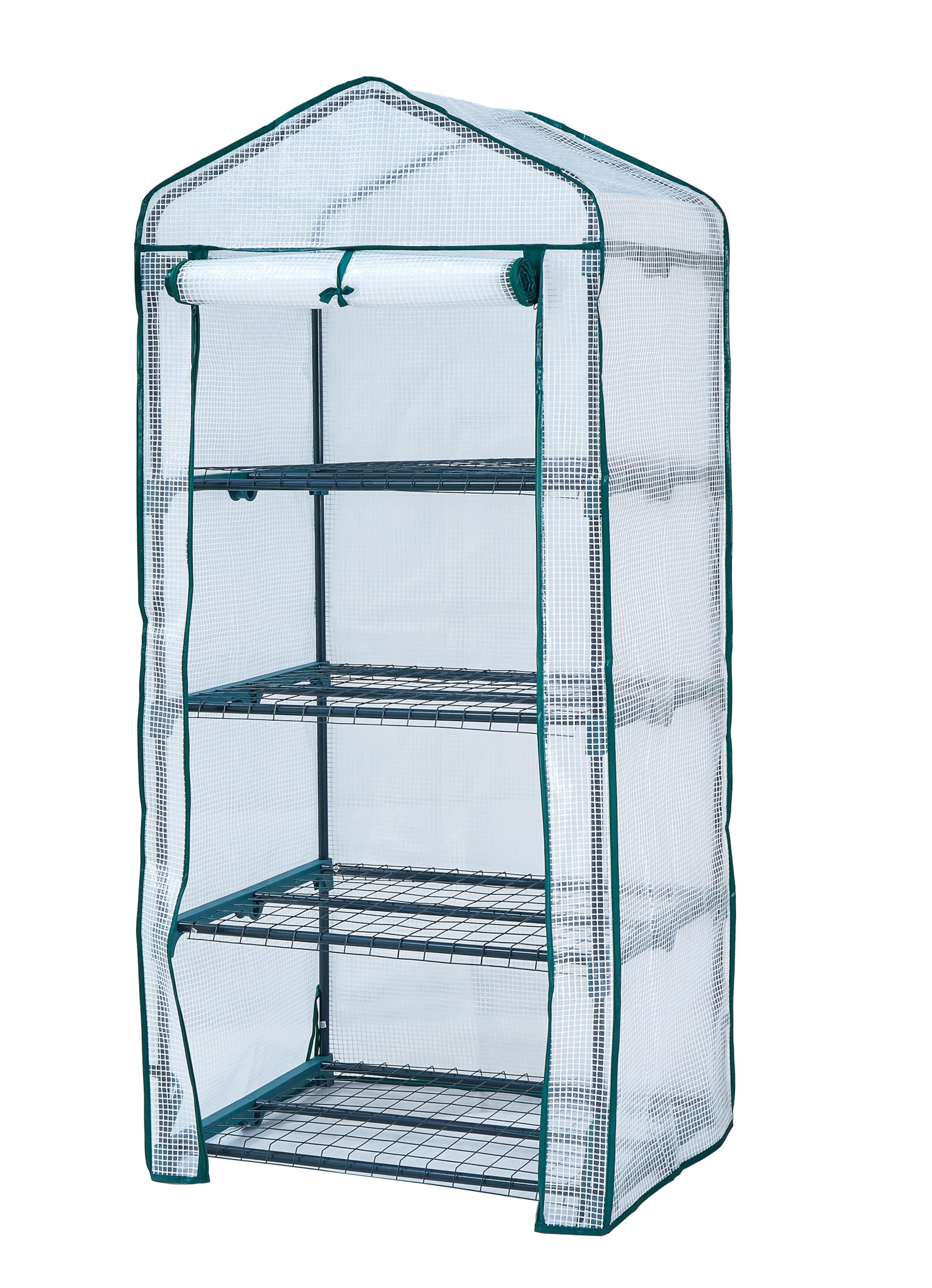 Top Home Solutions® Mini Greenhouse - 4 Tier Cold Frame With White PE Cover, Roll-Up Zipped Door - Portable Greenhouse For Plants And Seedlings - Perfect for Outdoor Garden and Home