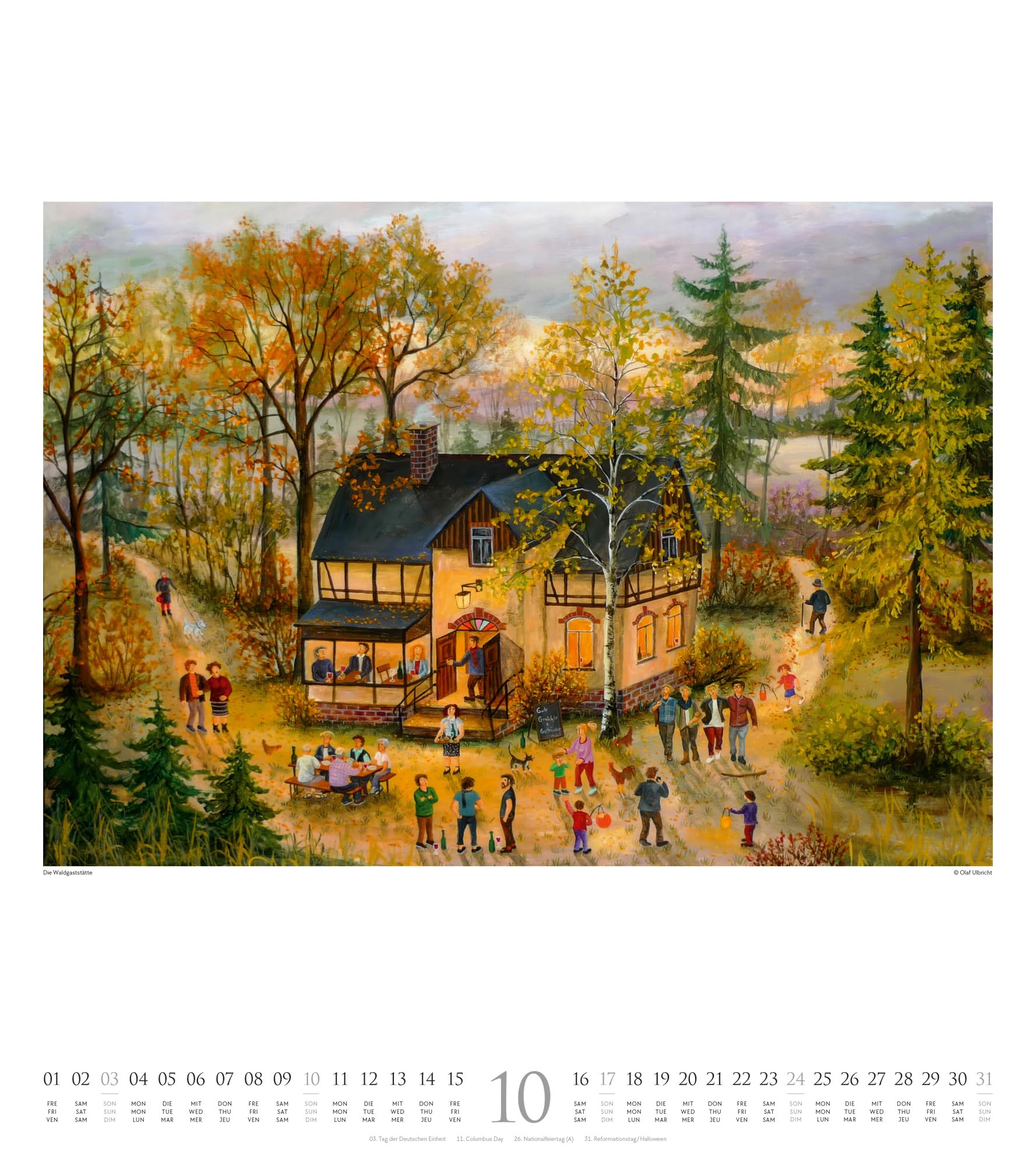 Naive Malerei Kalender 2027: Farbenfroher Kunst-Kalender im großen Hochformat (48x54 cm) | Fröhliche und fantasievolle Gemälde