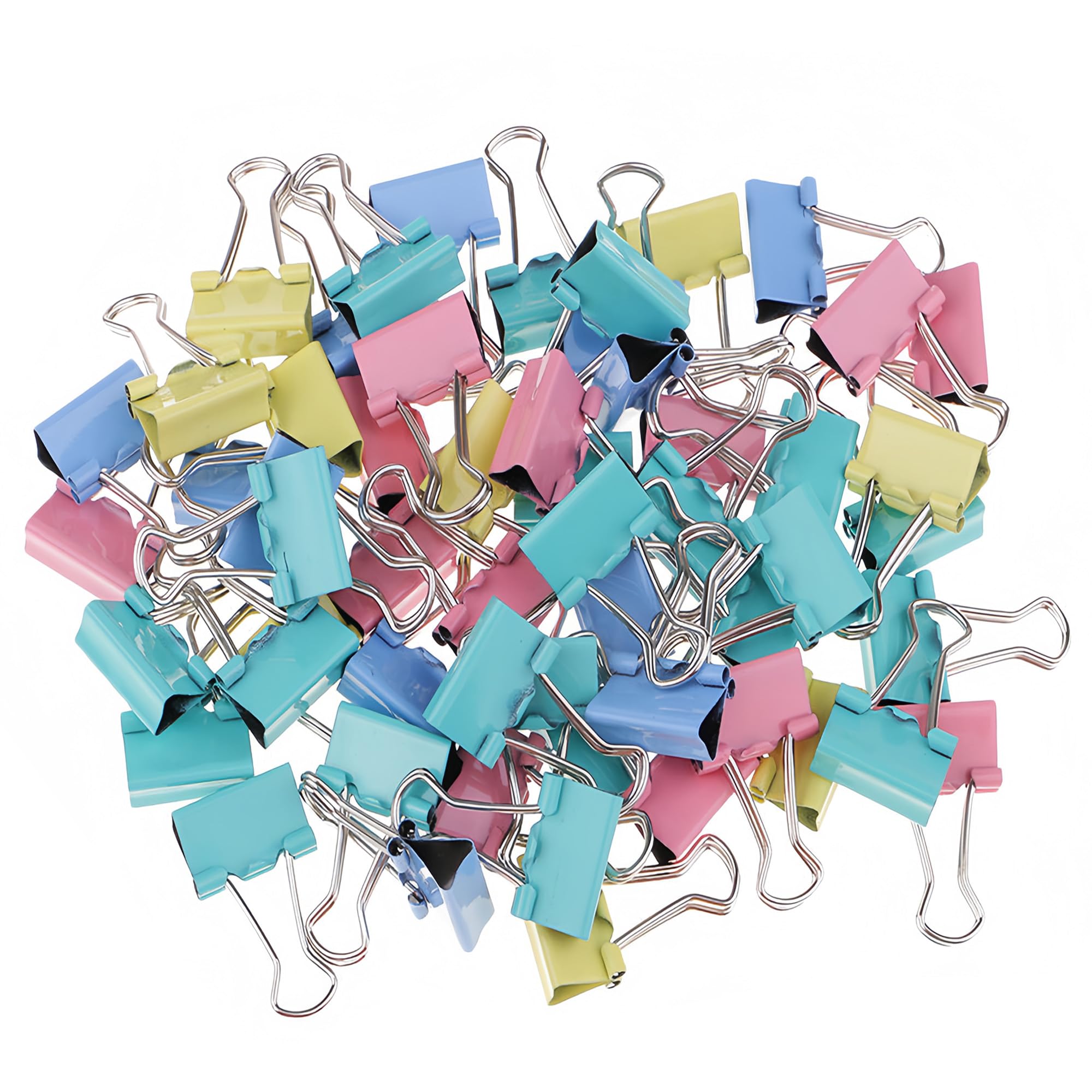 100 PCS Binder Clips,3 Sizes Colorful Foldback Clips,Colorful Stationery Document Money Paper Clips,Metal Bulldog Clips,Suitable for Office,School,Home,Kitchen Store(15mm/19mm/25mm)