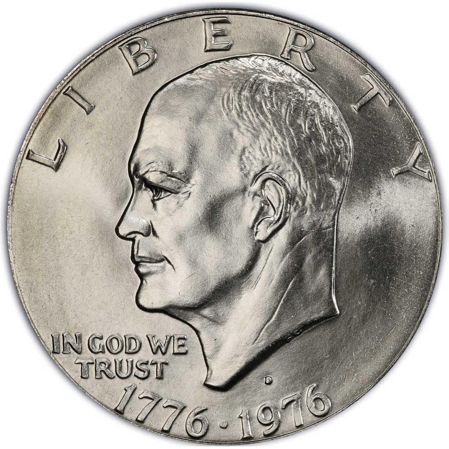 1976 D Type 2 BU Clad Uncirculated Eisenhower Dollar at