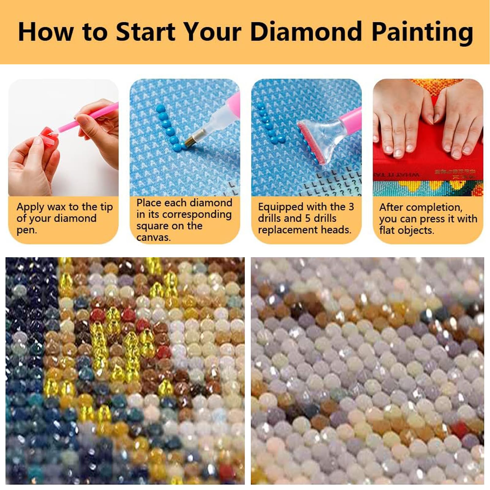 ElevaPulse Lot De 21 Stylos De Peinture Diamant - Accessoires De Peinture Diamant - Stylo De Peinture Diamant - Accessoires De Peinture Diamant - Pour Bricolage - Broderie - Outil De Peinture Pour