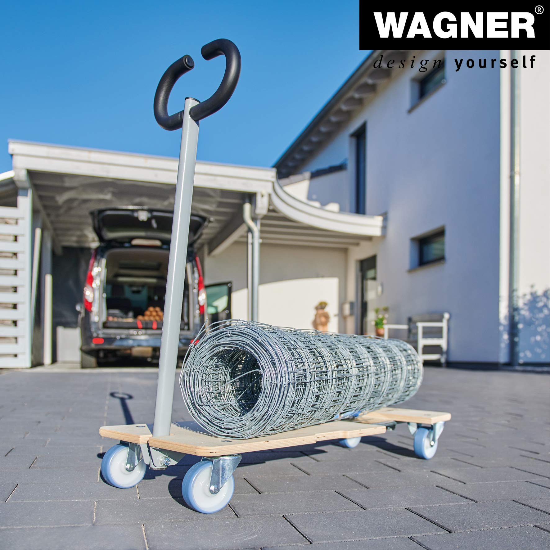 WAGNER Transportroller Transporthilfe 1333 I Schichtholz 59-86 x 49 x 11 cm, Tragkraft 200 kg I Möbelroller ausziehbar für Umzug I Schwerlastrollbrett I Lastenroller mit Tragegriff I FSC® I Made in DE