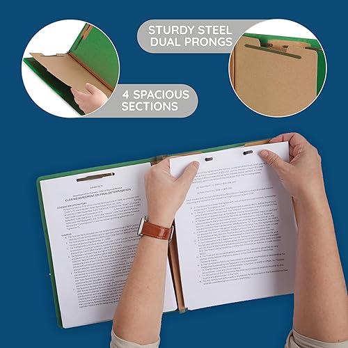 Miniatura 5 de Blue Summit Supplies Carpetas de clasificación, 1 divisor, tamaño carta, verde, con expansiones Tyvek de 2 pulgadas, diseño duradero de 2 puntas