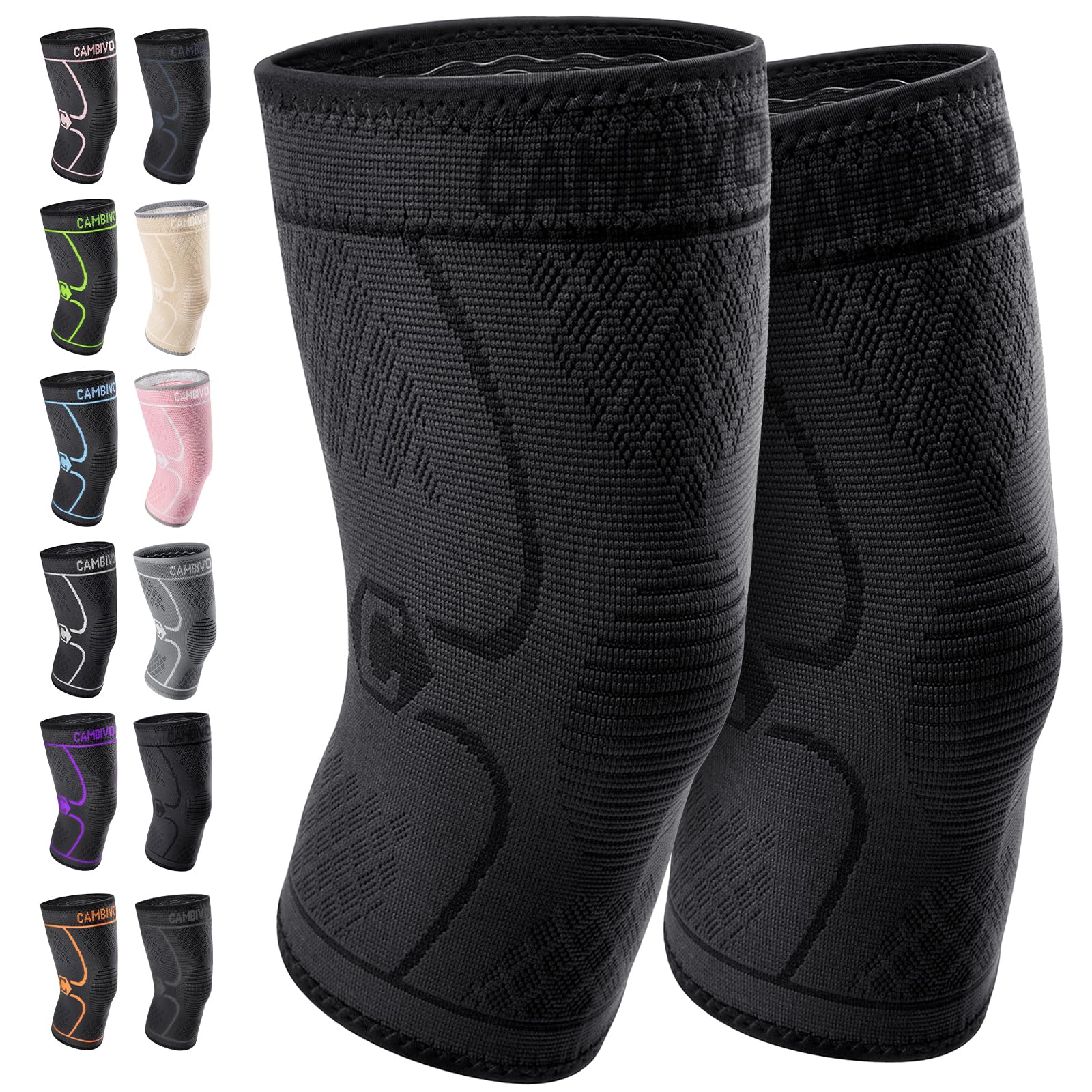 CAMBIVO Kniebandage Männer Damen X2, Bandage Knie hilfreich Erholung bei Meniskusriss, ACL und Arthritis, Kniebandage Meniskus für Laufen, Wandern, Joggen, Sport, Volleyball
