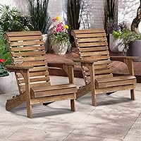 Vista 1 de Teal Island Designs Kenneth - Juego de 2 sillas Adirondack de madera natural