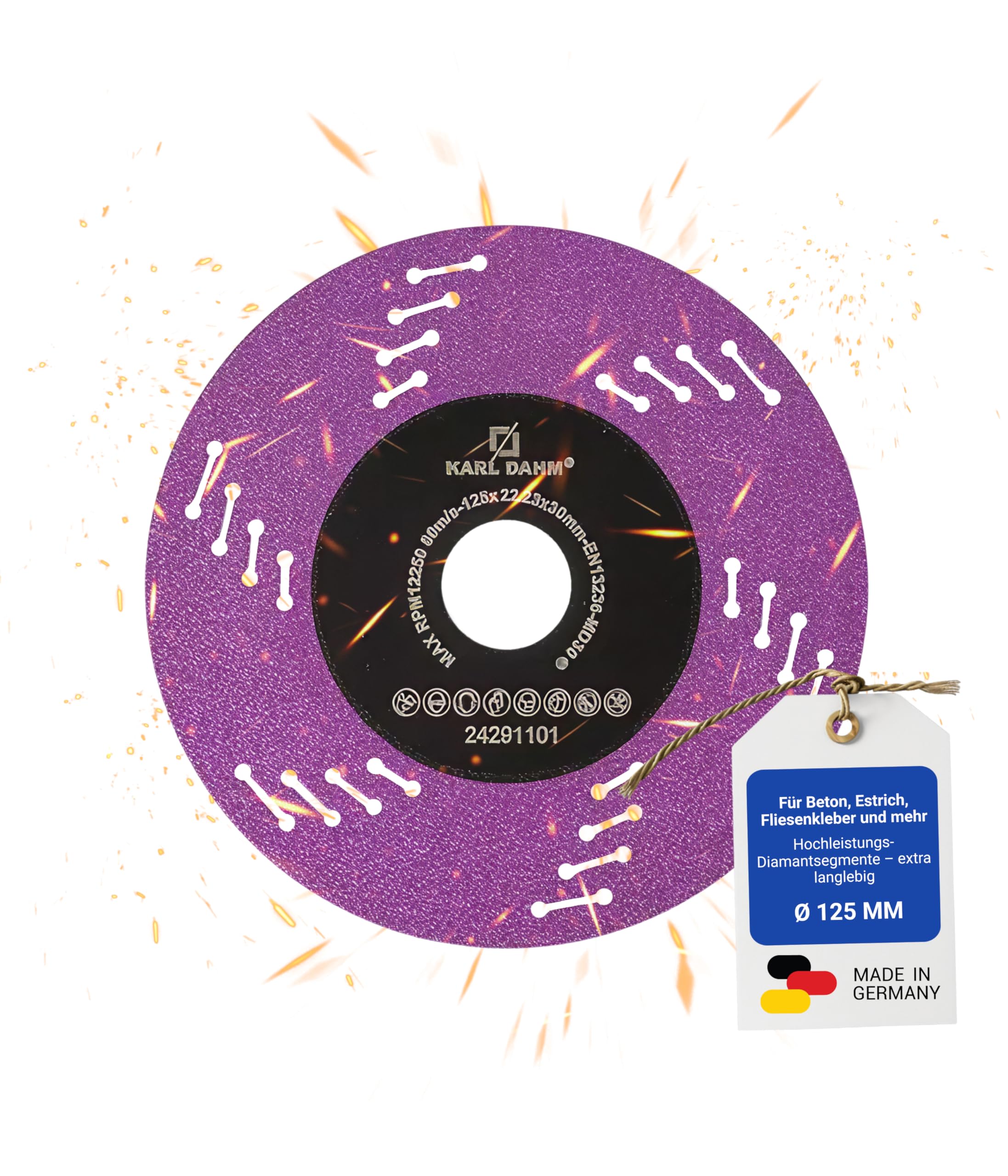 Karl Dahm® Disco da taglio diamantato "Jolly" Pink Power Ø 125 mm, taglio preciso per piastrelle, vetro, pietra naturale e altro, lunga durata, art. 50540