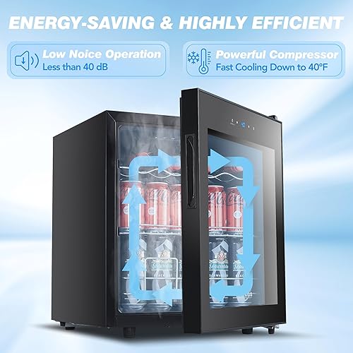 Miniatura 4 de STAIGIS Refrigerador de bebidas, mini refrigerador de 1.6 pies cúbicos con capacidad para 45 latas, enfriador de bebidas pequeño para el hogar,
