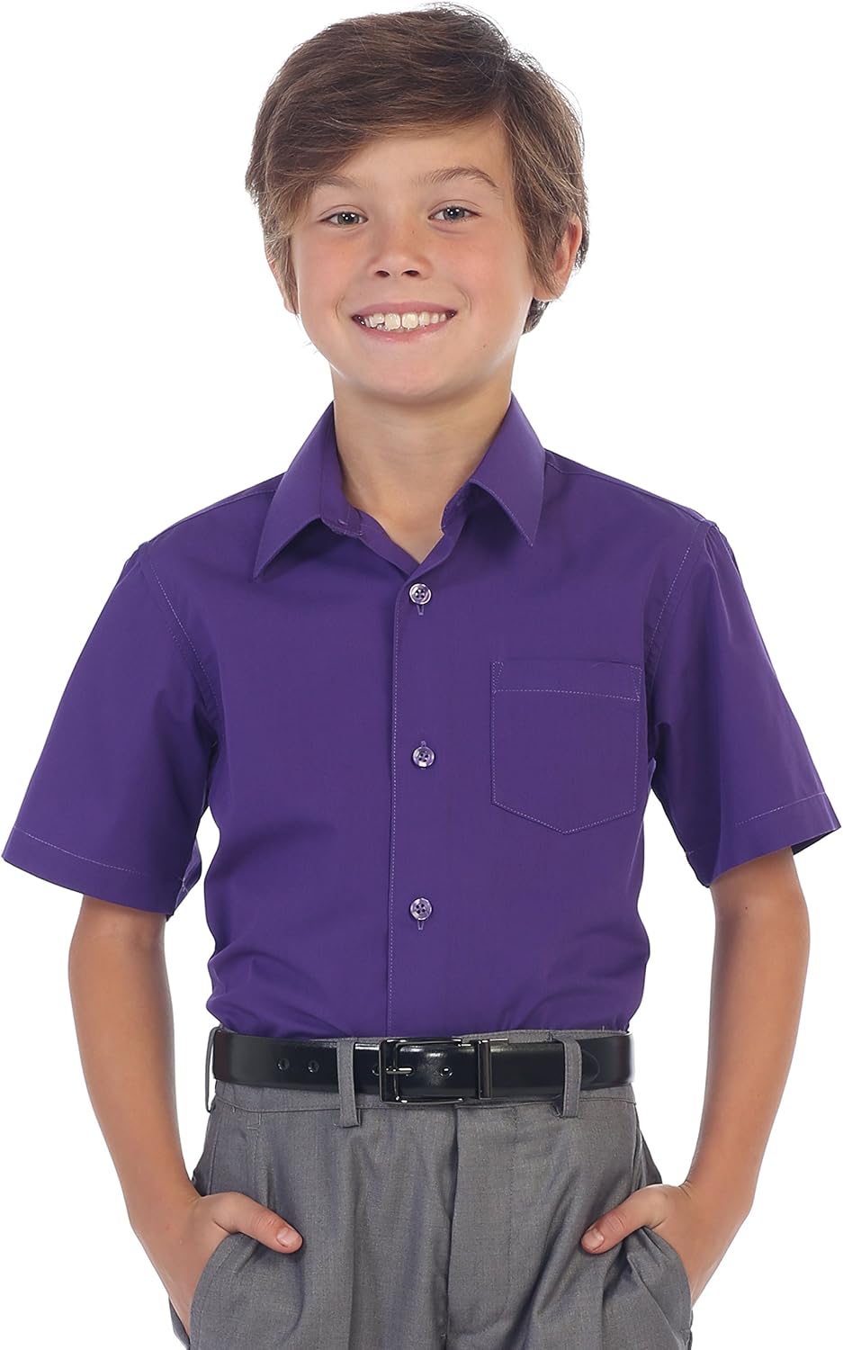 Gioberti Boy's Short Sleeve Solid Dress Shirt