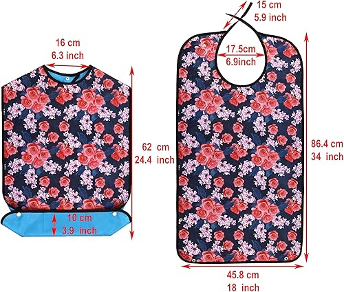 Miniatura 2 de CACTIYE Baberos impermeables para adultos para adultos que comen tela para ancianos mayores y discapacitados babero de felpa protectores de ropa