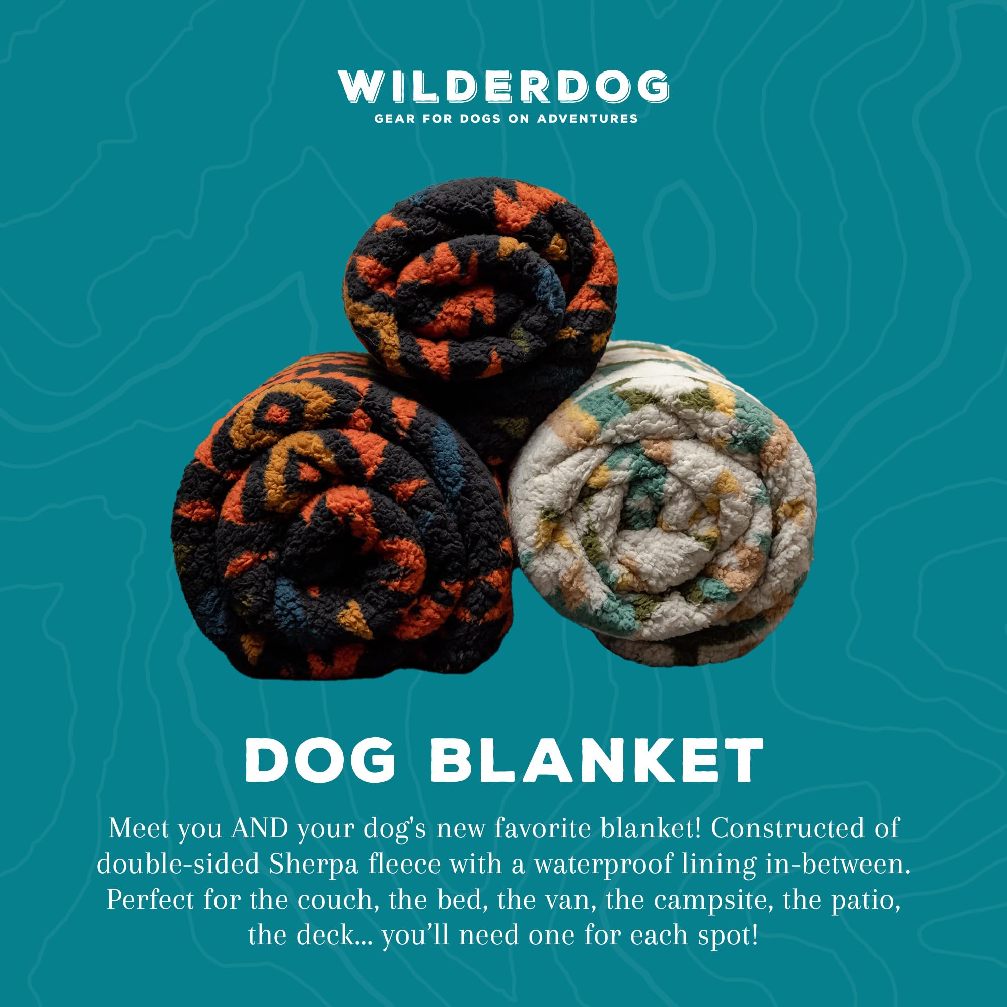 Amazon.com: Wilderdog Sherpa Fleece Waterproof Dog Blanket - 50