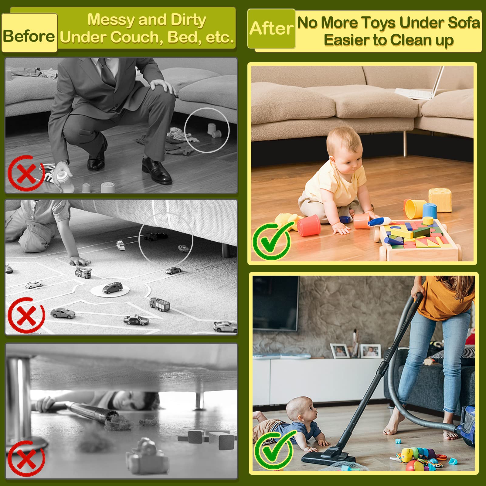 STAY GENT 5cm x 3M Spielzeugblocker für Möbel, Verstellbarer unter Couchblocker Barriere für Haustiere, Gap-Stoßfänger um zu Verhindern, DASS Spielzeug unter Sofa und Bett Gelangt
