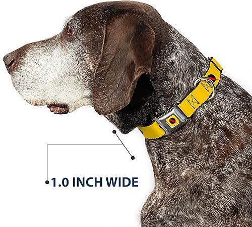Miniatura 6 de Collar de perro hebilla de cinturón de seguridad Inverso Flash Logo Dorado Amarillo Negro Rojo 18 a 32 pulgadas 1.5 pulgadas de ancho