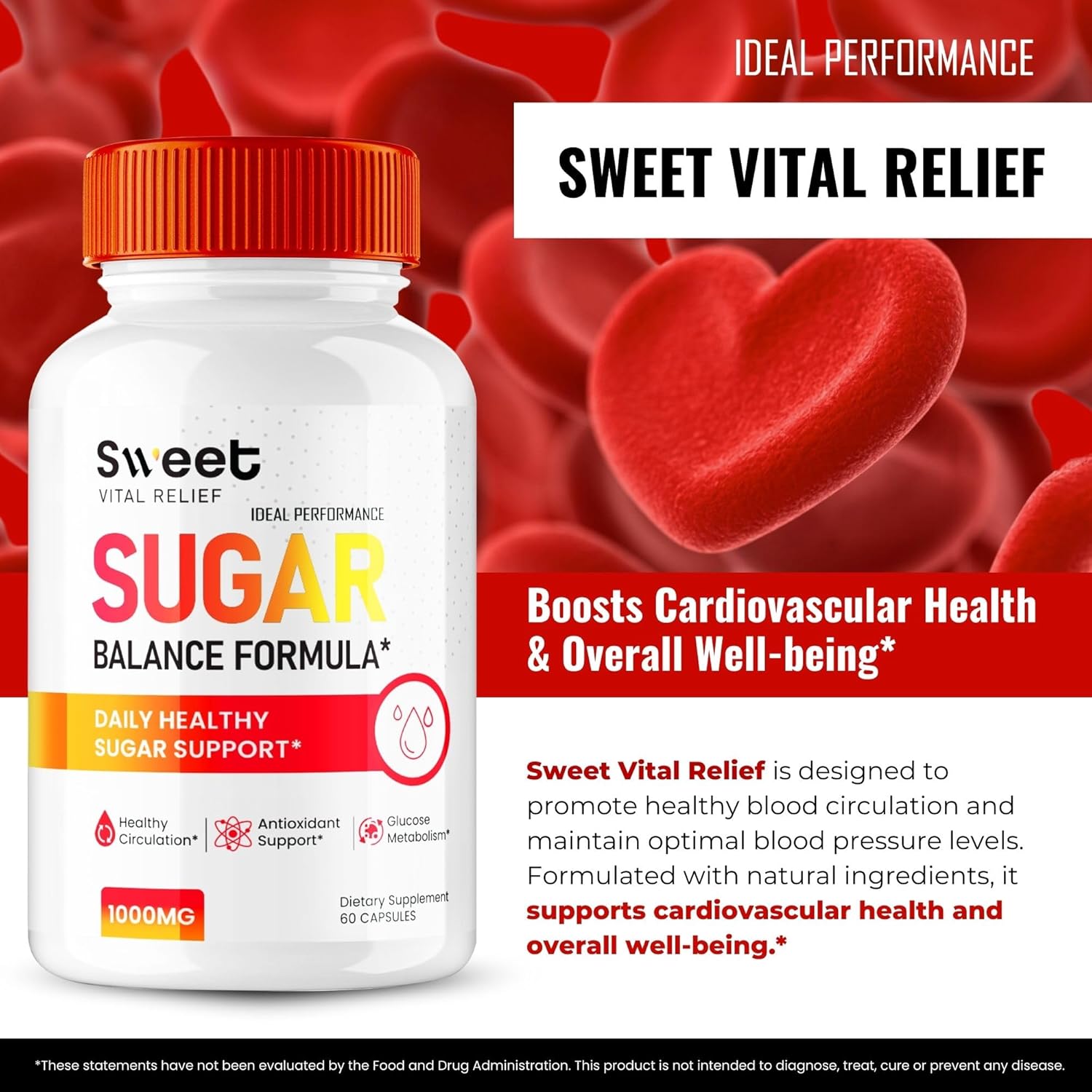 Sweet Vital Relief Blood Balance Formula, Official Sweet Vital Relief Blood Formula Support Supplement Pills, Premium Formula Healthy Circulation & Stable Levels SweetVitalRelief Reviews (60 Capsules)