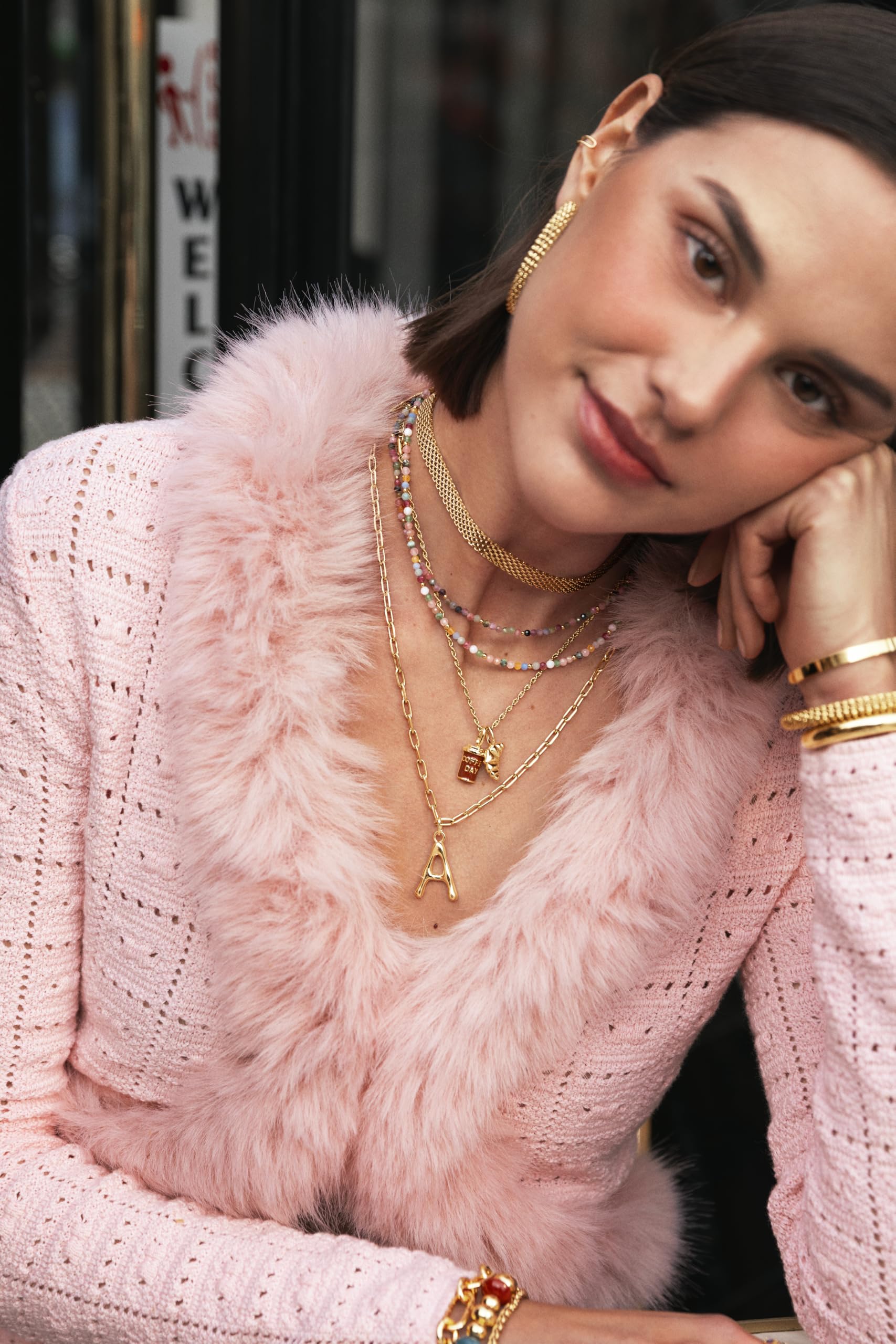 SINGULARU Collana da donna Altea Dots Tourmaline Syra Acciao Placcato Oro