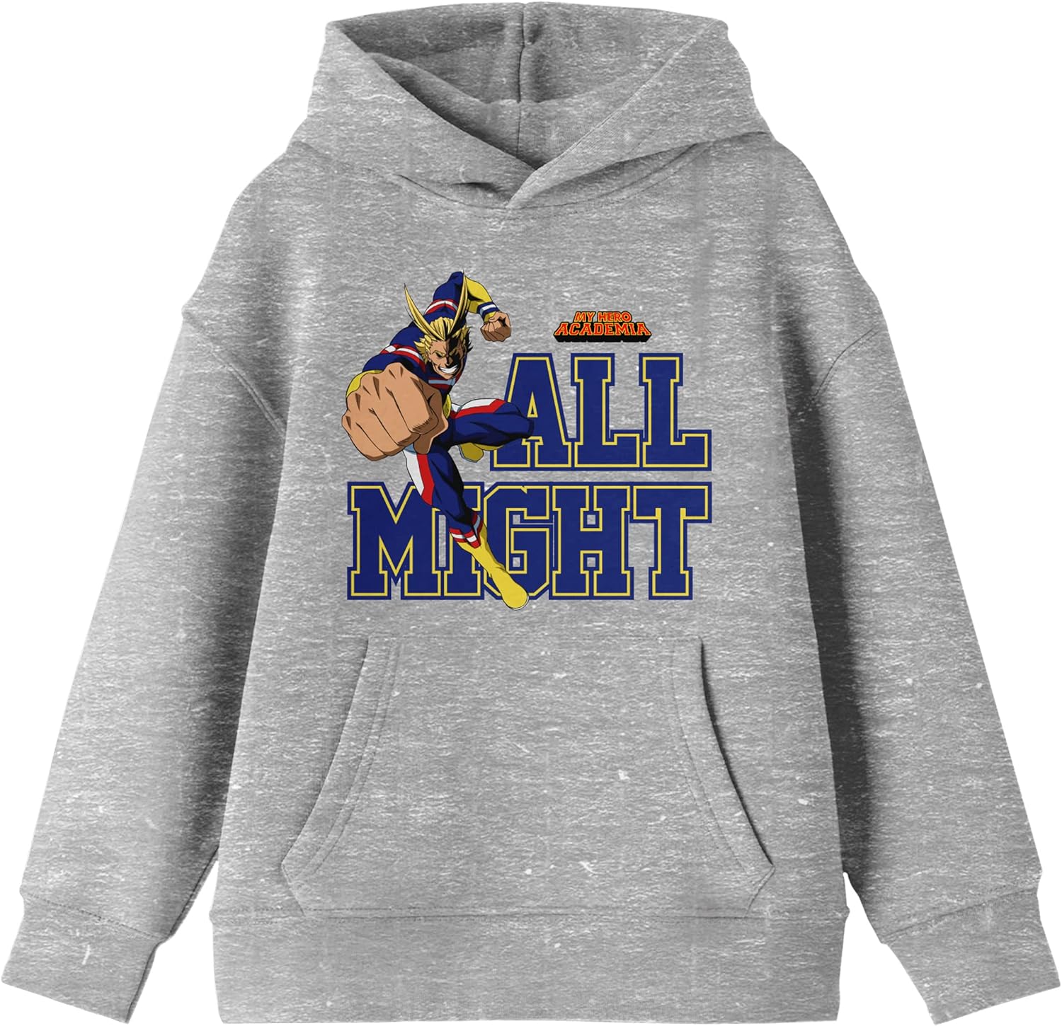 Bioworld My Hero Academia All Might Collegiate Text Long Sleeve Athletic Heather Youth Hooded Sweatshirt