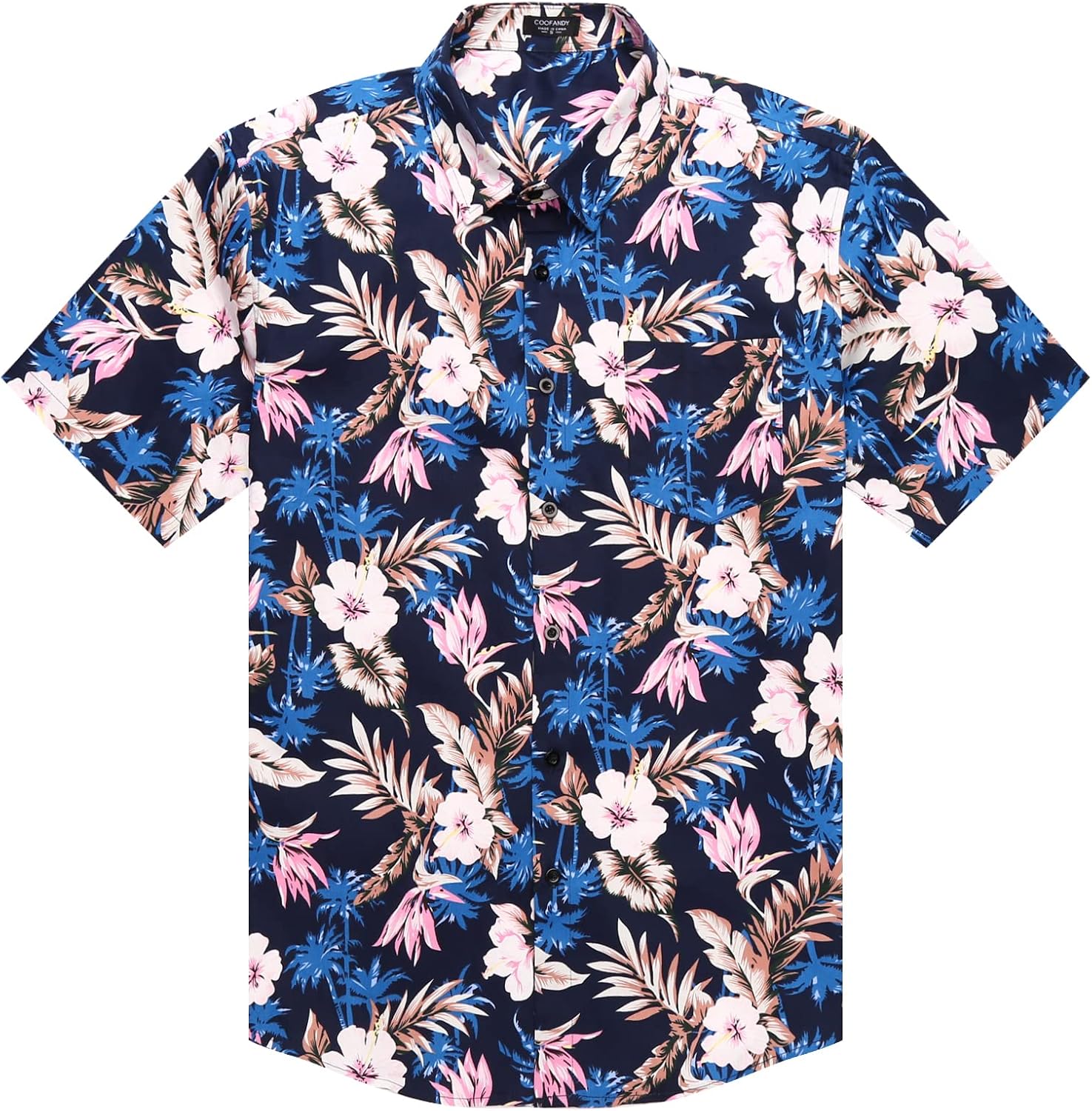 COOFANDY Mens Hawaiian Tropical Shirt Short Sleeve Casual Button Down Floral Summer Beach Shirts with Pocket - Image 4