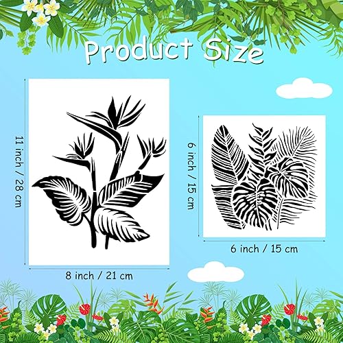 Miniatura 2 de Tenare 9 plantillas de pintura reutilizables, plantillas de pintura de plástico, plantillas de dibujo de patrón de verano, manualidades