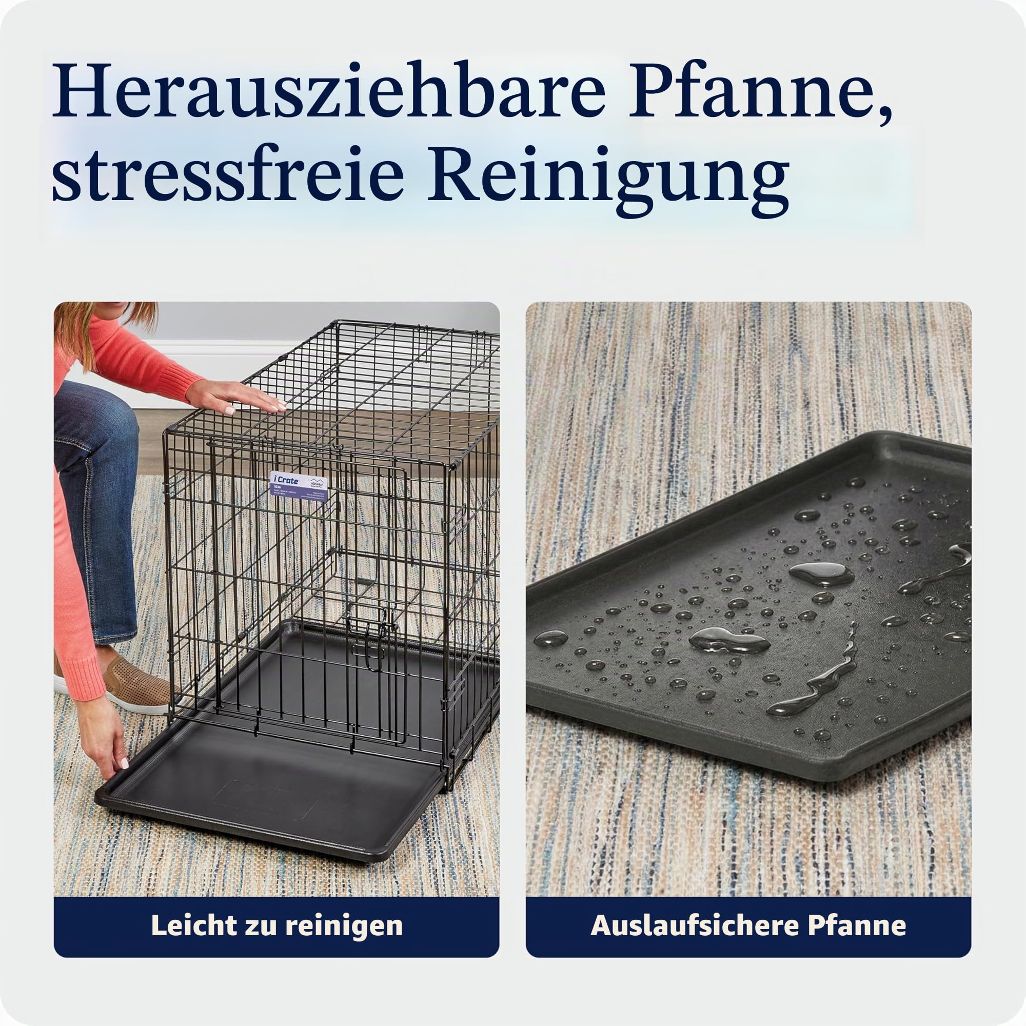 MidWest Homes for Pets iCrate Hundebox, klappbar, 2 Türen, Trennwand, auslaufsichere Bodenwanne, sichere Verriegelungen, Drahtgitterbox für mittelgroße Rassen, tragbar, robust, leichter Aufbau, 76 cm