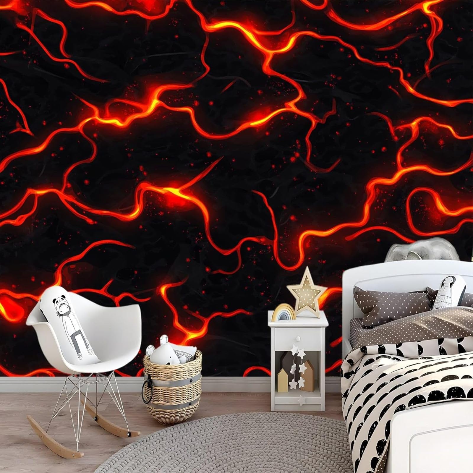hgjdjhnf Photo Wallpaper Flame Lava Texture Wallpaper Wall Decoration Design Pattern Wallpaper Wall Decoration Living Room Bedroom Office Hallway,250cmx175cm Stickers - Frameless Painting - Poster