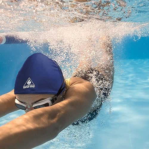 Miniatura 6 de Water Gear Gorro de natación de fibra sintética, cómodo y duradero, mantiene el cabello corto o largo seco