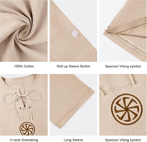 Miniatura 4 de Camisa de algodón y lino de manga larga para hombre, color liso, apta para yoga o playa.