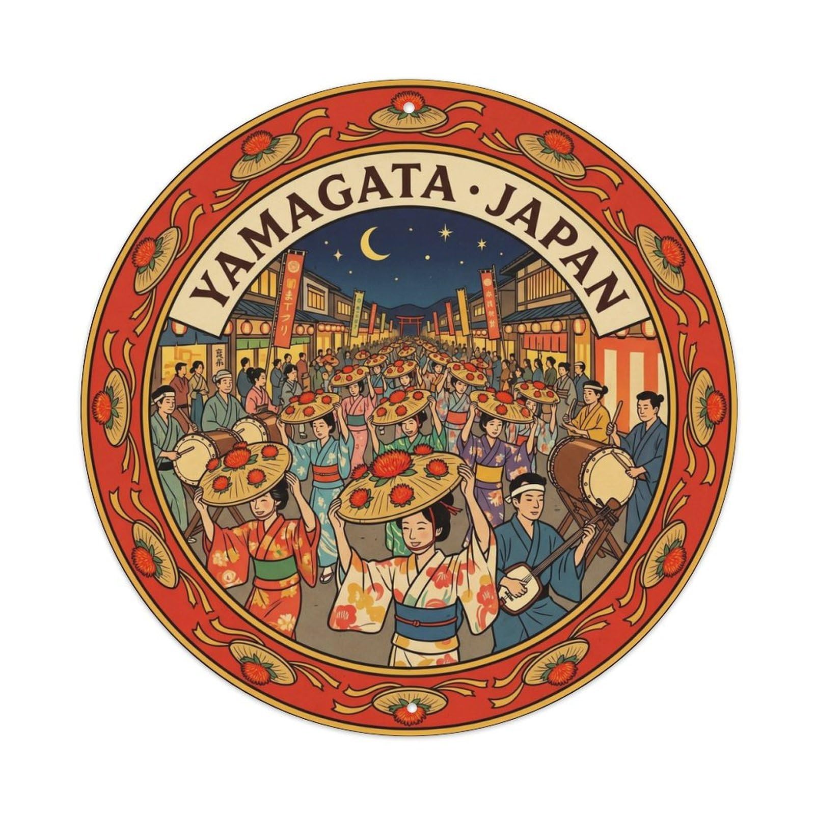 Hanagasa Festival Hat Dance Lantern Cultural Journey Metal Tin Sign