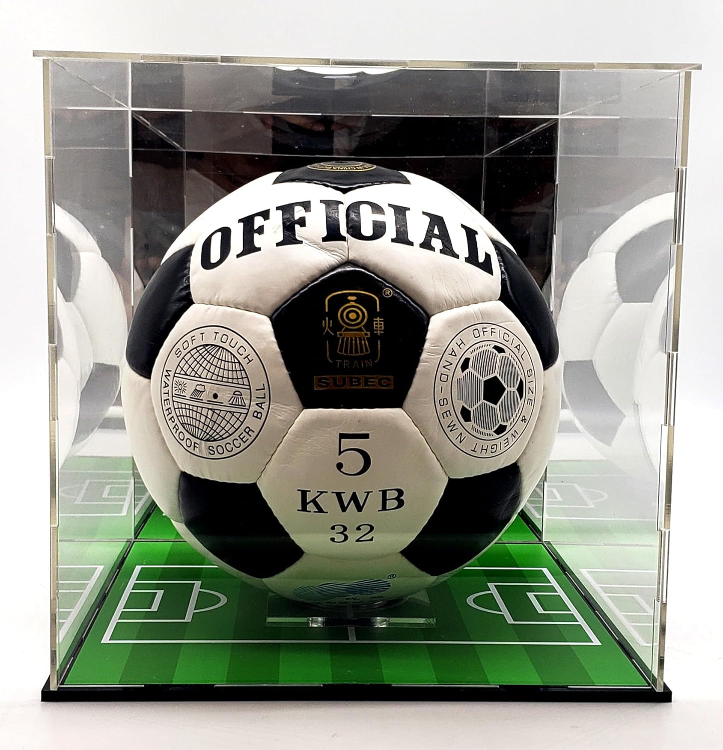 Soccer Ball Acrylic Display Case Box Gold Mirror Field Showcase Shoes UV Protection 9x9x9 Inches (2) (1 Display Case)