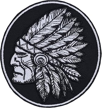 Indian Headpiece Chief Sew on Patch - Iron on Patches for Native Americans, American Indian, Tribal - Popular Cultural Applique for Jackets, Jeans, Backpacks, Hats, Shirts - 3.34x3.54 in