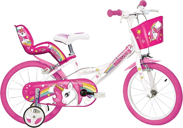 Dinobikes Dziewczynki Rower Dziecięcy, Biały/Różowy, 16 Cali