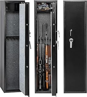 Large Rifle Safe, Gun Safe with Quick Access 6-Guns, Security Shotgun Gun Cabinet for Home (with/without Scope) with Pistol Lock Box, Ammunition Storage Shelf - YOOBOX