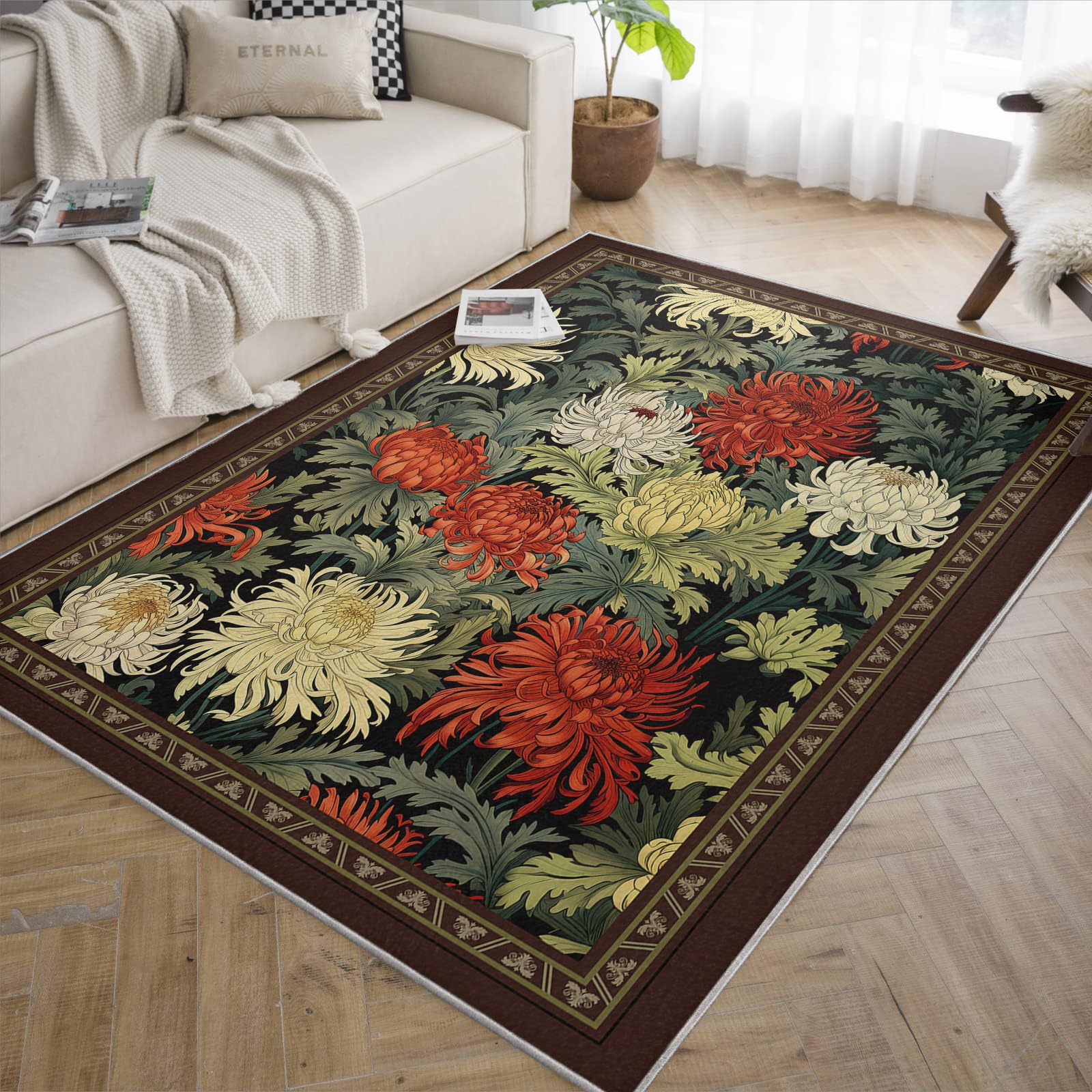 Tapis de porte motifs floraux vintage pour magnifier l'entrée du salon