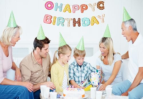 Miniatura 4 de Cartel de feliz cumpleaños con diseño de dona, fiesta de cumpleaños temática para niños, suministros de fiesta de cumpleaños y baby shower