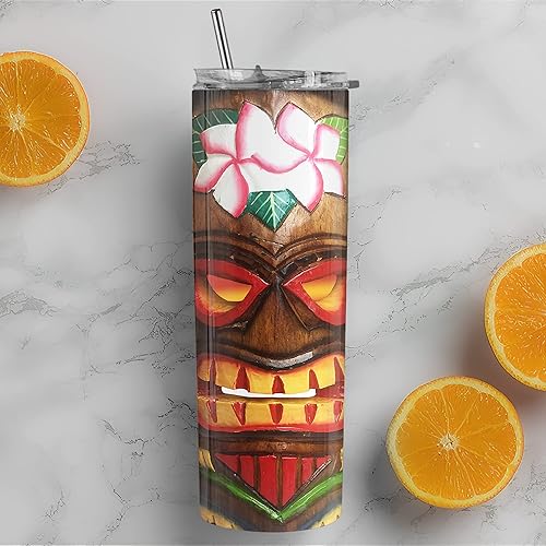 Miniatura 4 de Tiki Totem - Vaso delgado de acero inoxidable de 20 onzas, Tiki Bar Hula Lessons Aloha Tropical Hawaii Beach Summer Drinkware, regalos para amantes