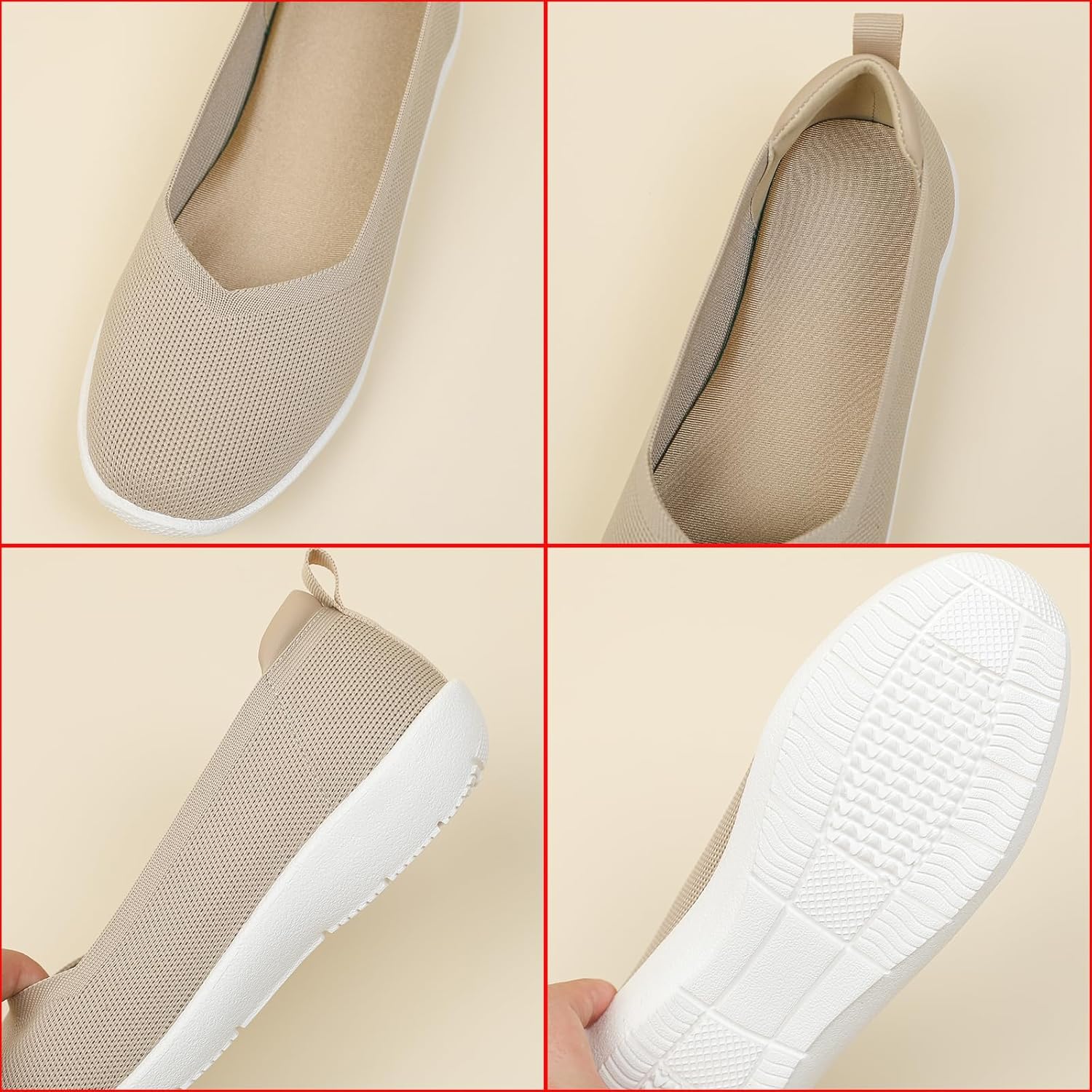 Women's Knit Slip On Walking Flats Fashion Round Toe Shallow Mouth Casual Ballet Loafers Lightweight Breathable Comfortable Sneakers - Image 2