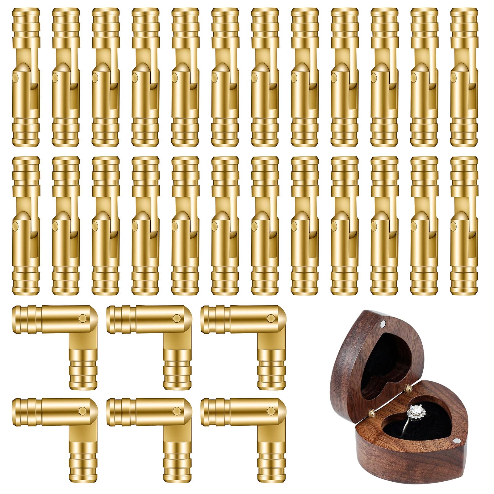 30Pcs Hidden Barrel Hinges, Cylinder Jewelry Box Hinges, Small Hinge for Wooden Box, Mini Barrel Hinge for DIY Crafts, Wooden Jewelry Boxes, Cabinet and Wood Cases, 270 Degree Folding(0.8 x 0.16in)